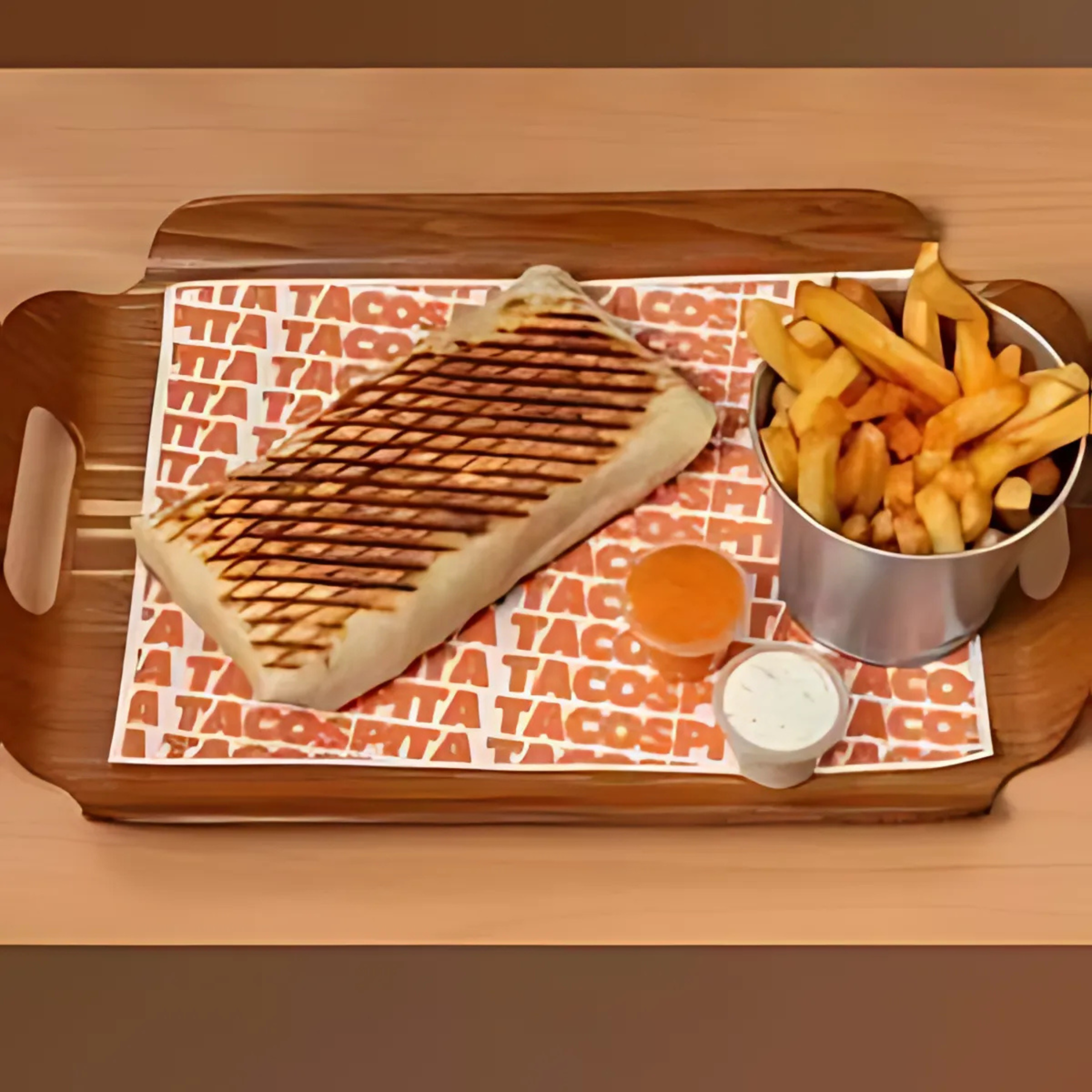 Menú Tacos Barcelona con 2 carne y patata y cola con postre